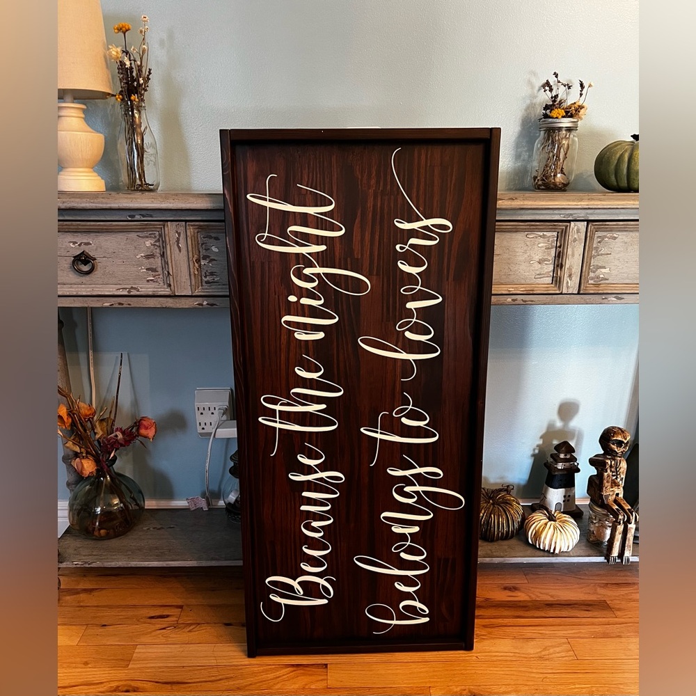 Handmade wooden bedroom wall sign, wall decor, song lyric wood sign